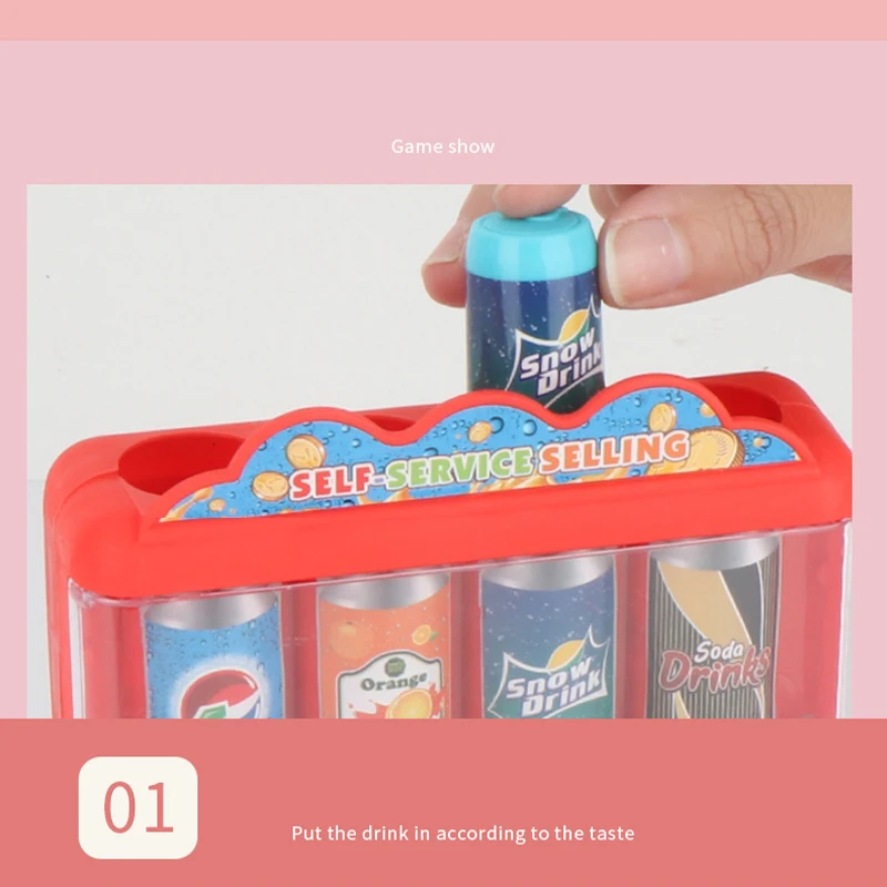 Mini İçecek otomatı Çocuk Oyna Pretend Kendinden otomat Oyuncak Simülasyon Paraları İçecek Teneke Kutular doğum günü hediyesi Çocuk Favor Görüntü 5
