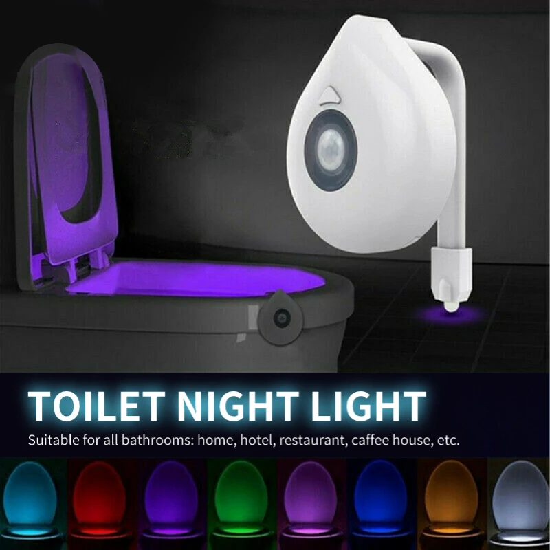 LED Tuvalet Gece Lambası PIR Hareket Sensörü Koltuk Sensörü 8 renk Değiştirme RGB Su Geçirmez Lamba Banyo Tuvalet Kase Aydınlatma Görüntü 0