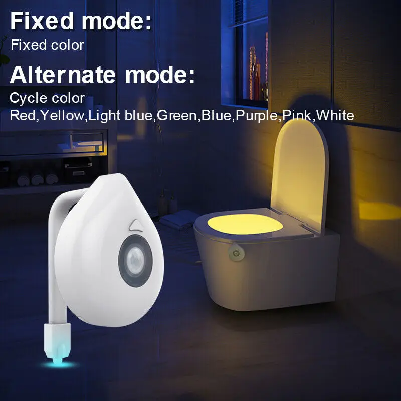 LED Tuvalet Gece Lambası PIR Hareket Sensörü Koltuk Sensörü 8 renk Değiştirme RGB Su Geçirmez Lamba Banyo Tuvalet Kase Aydınlatma Görüntü 1