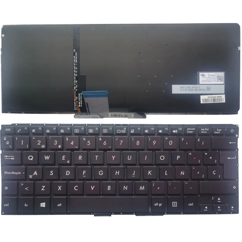 Yeni Laptop İspanyolca Klavye için ASUS Zenbook RX410U RX310 UX310 UX310UA UX310UQ UX410 UX410UA UX410U SP Düzeni Arkadan Aydınlatmalı Görüntü 0