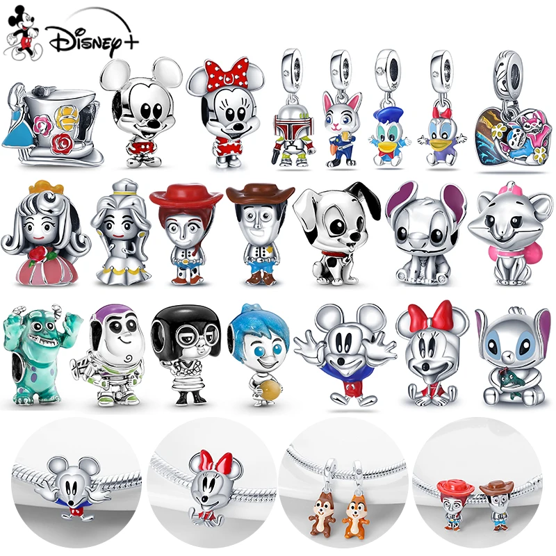 Yeni Disney 925 Ayar Gümüş Mickey Mouse Minnie Serisi Charms Hediye Boncuk DIY Orijinal Pandola Bilezik Takı Kadınlar Hediye Görüntü 0