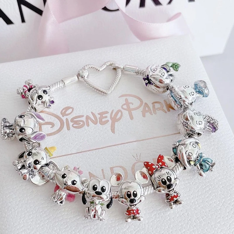 Yeni Disney 925 Ayar Gümüş Mickey Mouse Minnie Serisi Charms Hediye Boncuk DIY Orijinal Pandola Bilezik Takı Kadınlar Hediye Görüntü 4