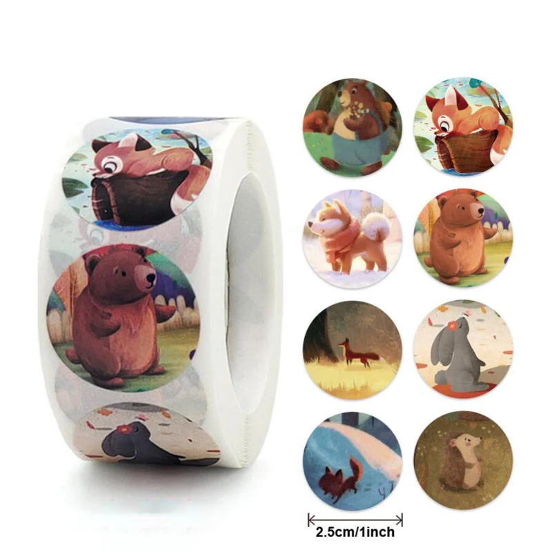 9 Stilleri 1 İnç Karikatür Hayvan Çocuklar yapışkan etiket Teşekkür Ederim Sevimli Oyuncak Oyunu Sticker DIY Hediye Mühür Etiket Dekoratif Malzemeleri ZC Görüntü 4