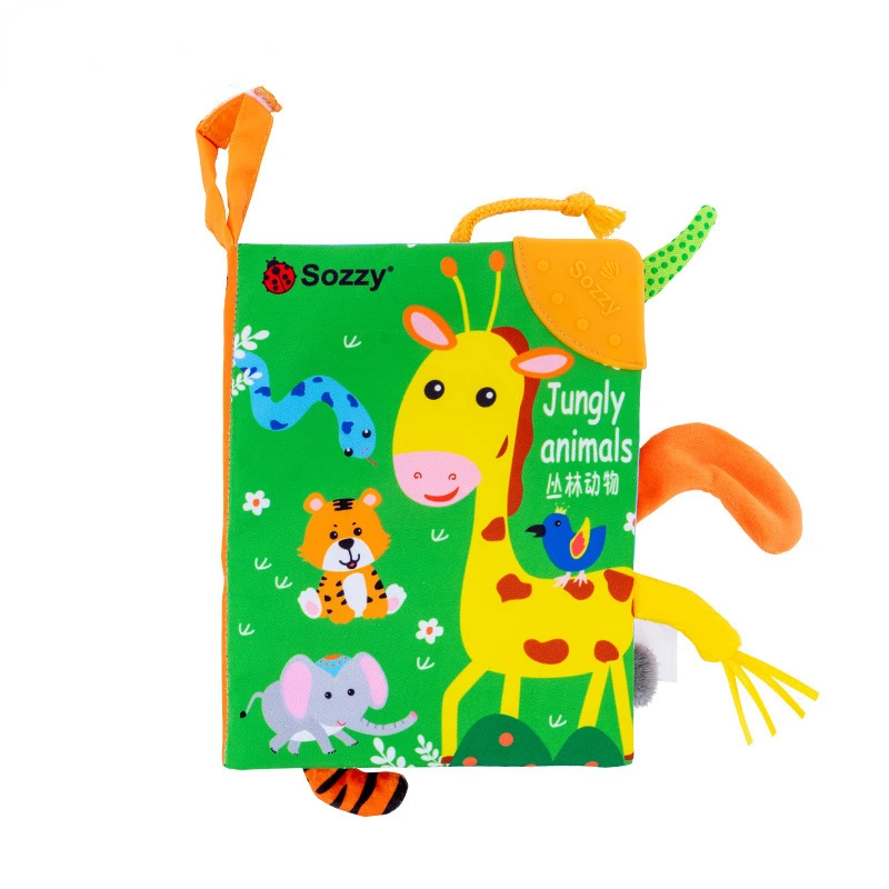 0-36M Bebek Erken eğitici oyuncak Kuyruk Bez Kitap Ebeveyn-çocuk İnteraktif Ses Kağıt Bulmaca Bez Kitap Çıngırak Eğitici Oyuncaklar Görüntü 4