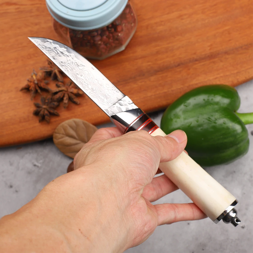 Yeni Stil 3.5 İnç Vg10 Şam Çelik Pişirme Meyve Açık Kaya Tırmanışı Mutfak EDC Maket Bıçağı Görüntü 5