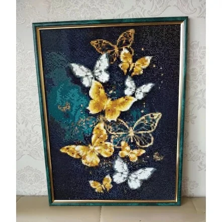 JIEME Altın Kelebek 5D Elmas Boyama Hayvan Tam Elmas Nakış Yuvarlak Rhinestone Mozaik Ev Dekor Dıy Hediye Görüntü 1