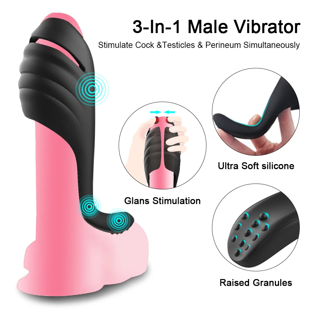 Erkek Masturbator Penis Vibratör Glan Eğitmen Horoz Testis Masaj Boşalma Gecikme Sicilone Seks Oyuncak Erkekler için Yetişkin Malzemeleri Görüntü 1