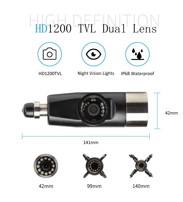 Özel Tasarım 4500 mAh HD Çift Kamera Lens Drenaj Kanalizasyon Boru Hattı Endüstriyel Endoskop SYANSPAN Boru Muayene Video Kamera Görüntü 1