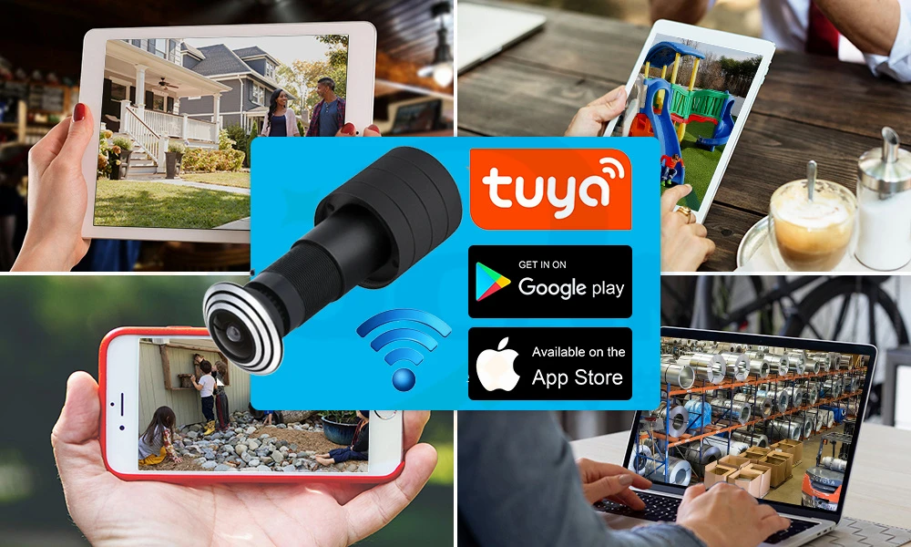 Tuya Wifi Kapı Göz Kamera Mini Peephole WiFi IP Kamera 1.6 MM Geniş lens 182 Açı Balıkgözü Video iki yönlü interkom dahili Hoparlör Görüntü 4