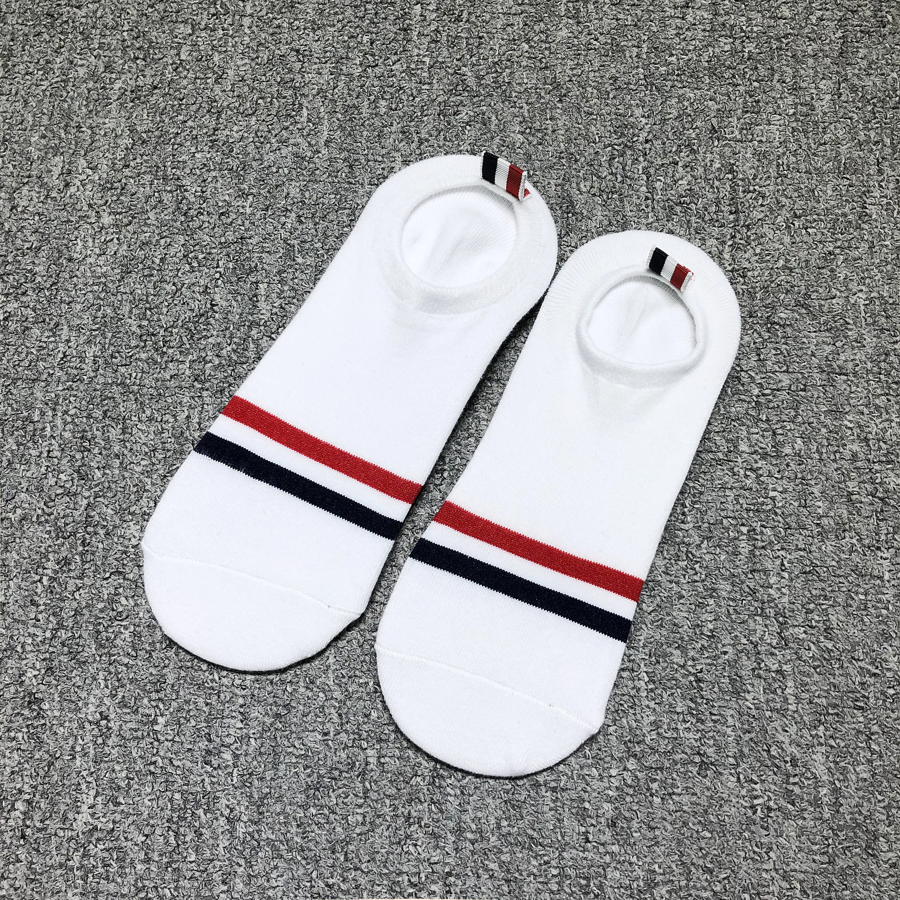 TB THOM 6 Pairs erkek çorapları İnce Pamuklu Lüks Marka RWB Çizgili Halhal Çorap kadın Kore Tasarım Kawaii Çorap Görüntü 4
