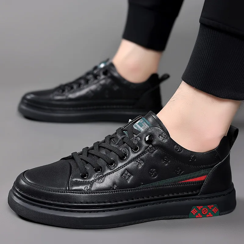 Yeni Erkekler rahat ayakkabılar Moda Tırtıllı Hakiki Deri Flats Kaykay Ayakkabı Sokak Trendi Rahat Loafer'lar Görüntü 2