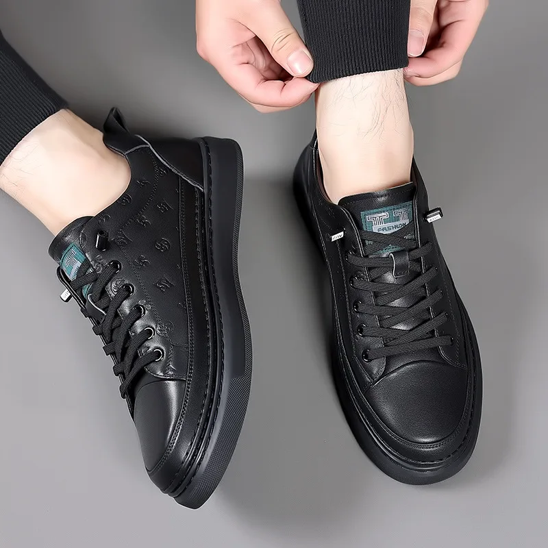 Yeni Erkekler rahat ayakkabılar Moda Tırtıllı Hakiki Deri Flats Kaykay Ayakkabı Sokak Trendi Rahat Loafer'lar Görüntü 4