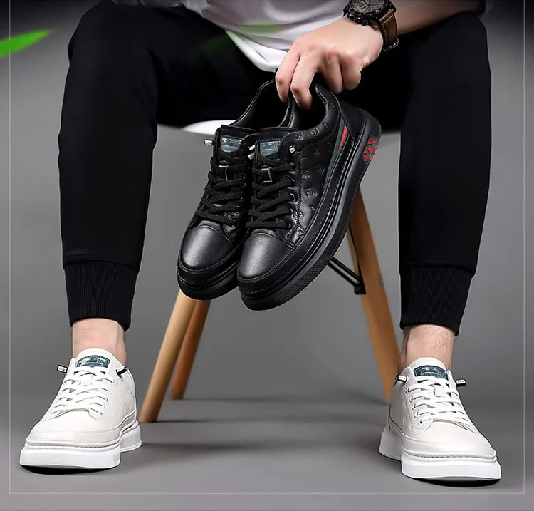 Yeni Erkekler rahat ayakkabılar Moda Tırtıllı Hakiki Deri Flats Kaykay Ayakkabı Sokak Trendi Rahat Loafer'lar Görüntü 5