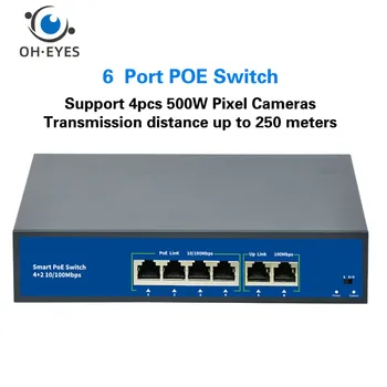 48V POE Anahtarı 100Mbps Ethernet Ağ Anahtarı 4 Port PoE Switcher Standart RJ45 Enjektör IP Kamera / kablosuz erişim noktası / CCTV