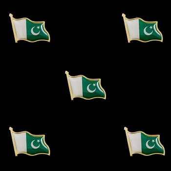 5 ADET Pakistan İslam Koyu Yeşil ve Beyaz Sallayarak Ulusal Bayrak Yaka İğneler Dostluk