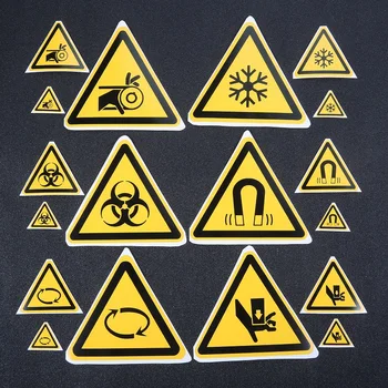 5 Adet Uyarı İşaretleri Çıkartmalar Güvenlik Etiketleri Su Yağ Geçirmez Mekanik Lazer Kimyasal Güvenlik Logo Etiketleri Öğretim 2.5 cm / 5cm / 10cm