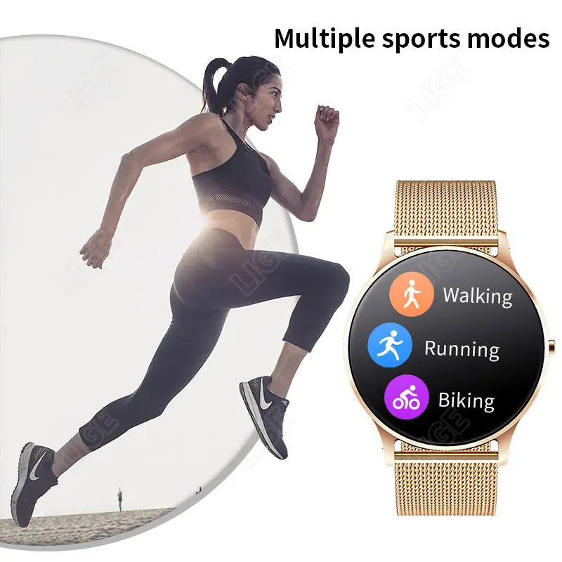 LIGE Moda akıllı saat Kadın Erkek Kalp Hızı Kan Basıncı Çok Fonksiyonlu Su Geçirmez Spor Kadın Android IOS için Smartwatch Görüntü 4