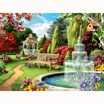 5d DIY Elmas Boyama Peyzaj bahçe Çapraz Dikiş nakış Elmas Manzara Desenleri rhinestones Mozaik noel hediyesi