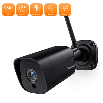 5MP kablosuz ip kamera 1080P HD Ev Hareket Algılama İki Yönlü Ses IR Bullet Kamera Harici Güvenlik Kamerası Gözetim İCSEE