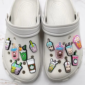 6-10 adet / takım Kabarcık Süt Çay PVC ayakkabı tokası Aksesuarları Komik DIY Kahve Fincanları Ayakkabı Dekorasyon Jıbz Crocs Takılar Çocuklar Hediye