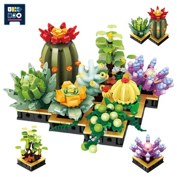650 ADET Mikro Parçacık Saksı Modeli Yapı Taşı Yaratıcı DIY Bahçe Kaktüs Bonsai Bitki Tuğla Oyuncak Çocuklar için Dekorasyon Hediye