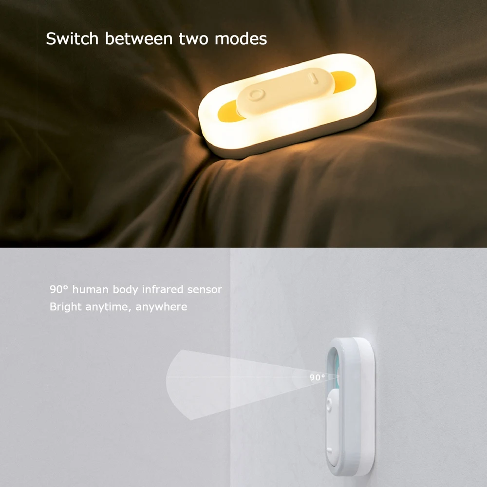 Youpin Akıllı Sensör Gece Lambası İnsan İndüksiyon Lamba Manyetik led ışık USB şarj edilebilir Dolap Duvar Lambası Yatak Odası için Görüntü 3
