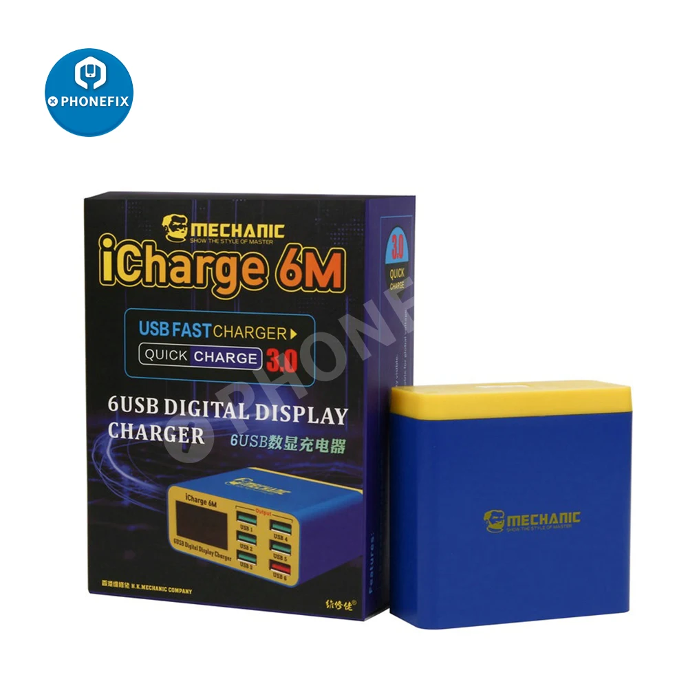 MEKANIK iCharge 6M QC 3.0 USB Akıllı Şarj Hızlı şarj LCD dijital ekran Çok girişli şarj cihazı Tablet Cep Telefonu İçin Görüntü 4