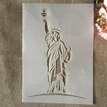 A4 29cm özgürlük heykeli DIY Katmanlı Şablonlar Boyama Karalama Defteri Boyama Kabartma Albümü Dekoratif Şablon