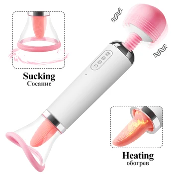 AV ısıtma vibratör dil yalama sihirli değnek yalama kadınlar için güçlü G-spot masaj Masturbator yetişkin seks oyuncakları yetişkinler için