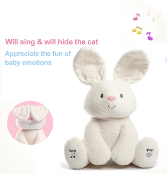 Bebek Dolması Peluş Hayvanlar Oyuncak Tavşan oyuncak bebekler Müzik Hikayeler Sevimli Tavşan Flappy Kulak Anti-Stres Uyku Çocuk Hediyeler