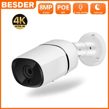 BESDER H. 265 4K 8MP 4MP POE IP Kamera Hareket Algılama İki yönlü Ses 2MP Video Gözetim DIY Uyarı Ses CCTV Güvenlik Kamera