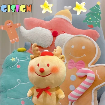 Büyük Boy Zencefil Ekmek Adam Büyük Baş Noel ağacı ve yıldız Dolması peluş oyuncaklar Yumuşak dolgu Yastık Hediye Oyuncaklar çocuklar için