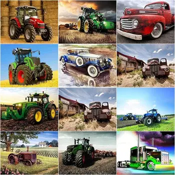 CHENISTORY 40x50cm Elmas Boyama Traktör Çiftlik Manzara Rhinestones 5D DIY Elmas Nakış Araba Mozaik Çapraz Dikiş Zanaat K