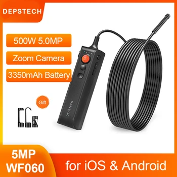 DEPSTECH 5.0 MP FHD Kablosuz Endoskop Zumlanabilir Yılan Muayene Kamera Endüstriyel WiFi Borescope ıOS Android Telefon ve Tablet için