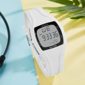 Dijital Led Kadın Spor saatler Moda Beyaz silikon su geçirmez kadın saati Erkekler unisex elektronik kol saati relogio feminino