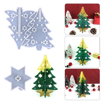 DIY 3D Boyutlu Noel Ağacı Kristal Reçine Kalıp Noel Ağacı Kombinasyonu silikon kalıp Noel Partisi Dekorasyon için
