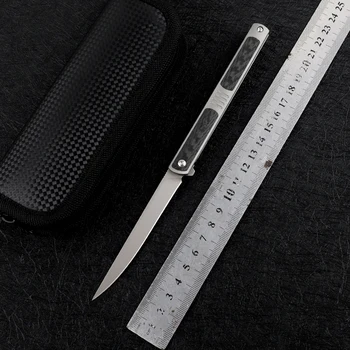 DOKUZ DİKEN S90v bıçak tipi EDC taktik katlanır bıçak, titanyum alaşım + karbon fiber kolu, rulman, avcılık ve kamp