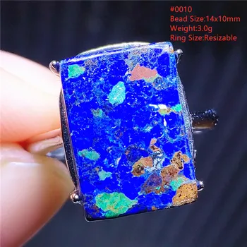 Doğal Mavi Azurit Malakit Lapis Lazuli Ayarlanabilir Dikdörtgen Yüzük 925 Gümüş Kadın Erkek Azurit Yüzük AAAAAA