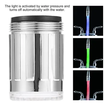 Dropshipping LED su musluk akış ışık 7 renk Glow duş musluk kafa mutfak basınç sensörü banyo muslukları musluklar aksesuar