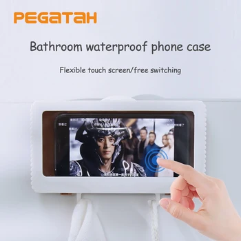 Duş telefon tutucu Banyo Su Geçirmez telefon kılıfı Mühür Koruma Dokunmatik Ekran Chase Ücretsiz Delme Duvar Asılı Saklama Kutuları