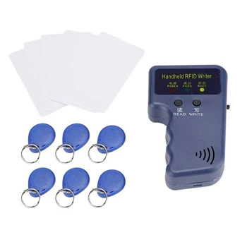 El RFID Kart Fotokopi 125 kHz KIMLIK (EM4100 / HID / AWID) teksir Okuyucu Yazar 6 Yazılabilir Anahtarlık + 6 Yazılabilir Kart