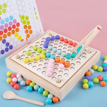 Gökkuşağı Ahşap Boncuk Kurulu Oyunu Yaratıcı Bulmaca Montessori Oyuncaklar Renk Eşleştirme Sıralama İstifleme Eğlenceli Motor Beceri Geliştirme
