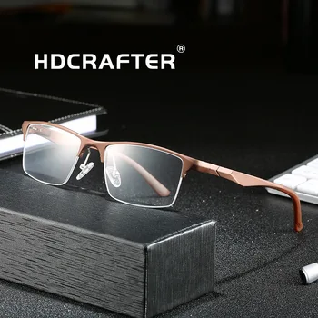 HDCRAFTER Ultra Hafif Titanyum Alaşımlı Reçete Optik Gözlük Çerçevesi Erkekler Yarım Jant Miyopi gözlük camı Erkek Gözlük Çerçeveleri