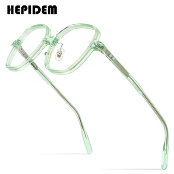 HEPIDEM Asetat Gözlük Çerçeve Erkekler Boy Şeffaf Kare Gözlük Kadınlar Optik Reçete Gözlük Gözlük 9163