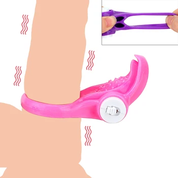 IKOKY Titreşimli Penis Yüzükler Gecikme Boşalma Erkek İffet Cihazı Seks Oyuncakları Erkekler için Vibratörler Horoz Halka Klitoris Teşvik
