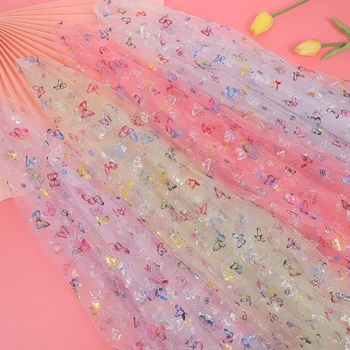 Işıltılı Gazlı Bez Kumaş Sihirli Renk Kelebek çocuk Performans Elbise Headdress Prenses Etek DIY Malzemeleri