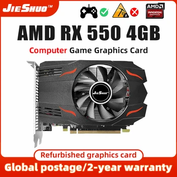 JIESHUO RX550 4 GB Video Kartları yenileme GPU 128Bit GDDR5 Grafik Kartları bilgisayar masaüstü Bilgisayar Oyunu PCI-E X16 için RX550 4 GB