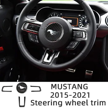 Karbon Fiber direksiyon Trim Şeritler jant kapağı Dekorasyon Araba Çıkartmaları Ford Mustang 2015-2021 İçin İç Aksesuarları