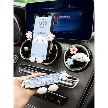 Kawaii Sanrios Araç Telefonu tutucu Anime Cinnamoroll Kuromi Hava Firar Klip Telefon İphone Samsung için evrensel standı Oto Aksesuarları