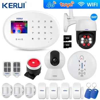 Keruı W204 4G Ev Alarm kiti Tuya Wıfı gsm ev alarmı 3MP Açık Kamera Hareket Algılama Hırsız Güvenlik Akıllı Ev